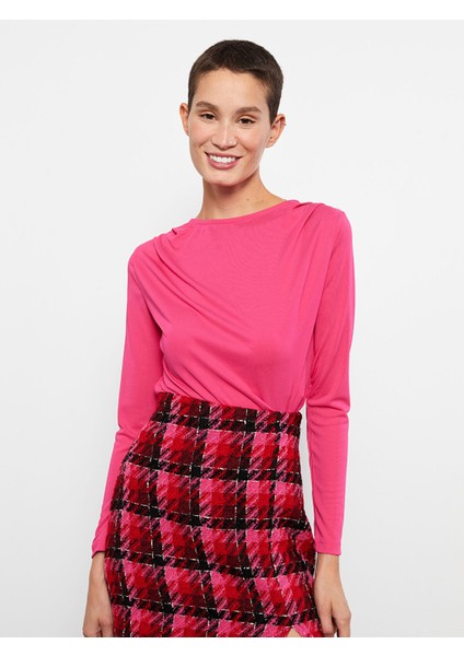 Yeni Sezon Bisiklet Yaka Düz Uzun Kollu Kadın Tişört fırsatları