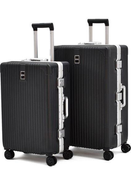 Alüminyum Alaşımlı 2'li Valiz Seti Büyük - Orta Boy – Tsa Kilitli, Ultra Dayanıklı, Sessiz Tekerlek