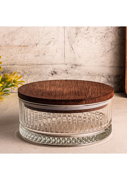 Bella Plus - Ahşap Vakumlu Kapaklı Cam Kase Çerezlik Kahvaltılık Şekerlik 510 ml fiyatları