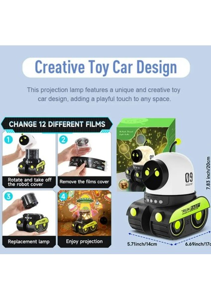 LED Gece Lambası Yıldızlı Gökyüzü Projektör Galaxy Robot Projeksiyon Lambası Müzik Çalar modelleri