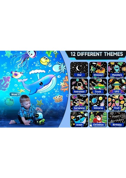 LED Gece Lambası Yıldızlı Gökyüzü Projektör Galaxy Robot Projeksiyon Lambası Müzik Çalar