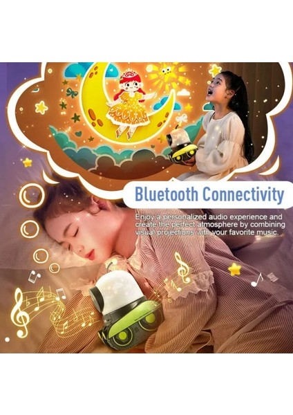 LED Gece Lambası Yıldızlı Gökyüzü Projektör Galaxy Robot Projeksiyon Lambası Müzik Çalar