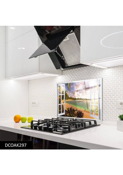 Ys Özel Disegno Cam Ocak Arkası Koruyucu | Pencere ve Deniz