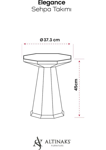 Elegance 3'lü Sehpa, Yan Sehpa, Zigon Sehpa - Beyaz & Beyaz Mermer Desenli Tabla