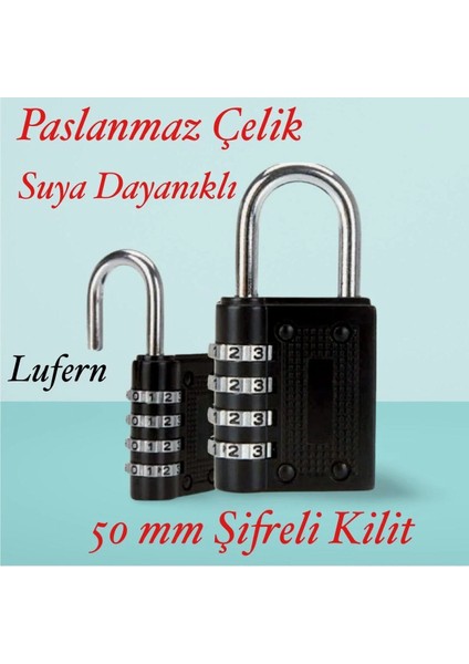 50 mm 3 Basamaklı Haneli Şifreli Premium Paslanmaz Çelik Küçük Ekstra Güçlü Şifreli Asma Kilit