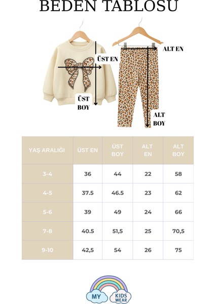 Kız Çocuk Fiyonk Detaylı Leopar Desenli Tayt 3 Iplik Takım Şardonlu 2-10 Yaş 12331 modelleri