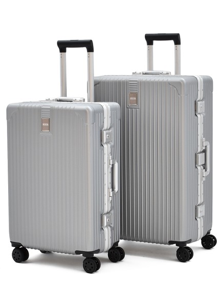 Alüminyum Alaşımlı 2'li Valiz Seti Büyük - Orta Boy – Tsa Kilitli, Ultra Dayanıklı, Sessiz Tekerlek