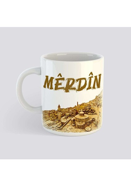 Mêrdin Baskılı Porselen Kupa Bardak - Mardin Şehri Kupası