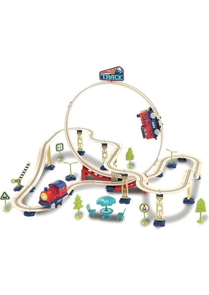 Şehir Istasyonu 75 Parça Demiryolu - 360° Dönme Hareketi & Pilli Tren Seti