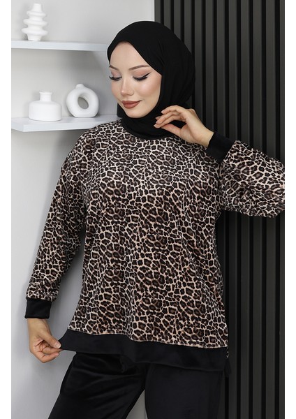 Leopar Desenli Eşofman Takım 95015-01 Kahverengi fırsatları