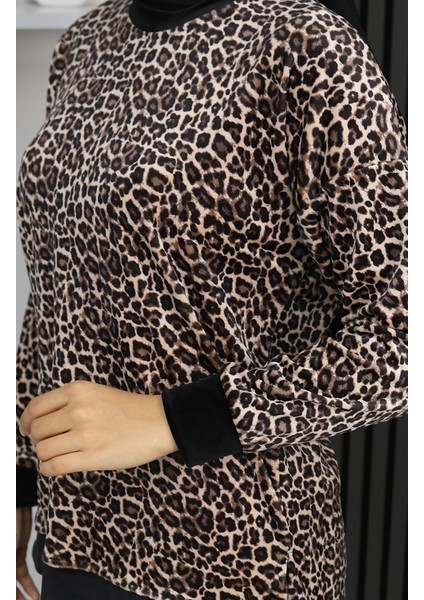Leopar Desenli Eşofman Takım 95015-01 Kahverengi indirimleri