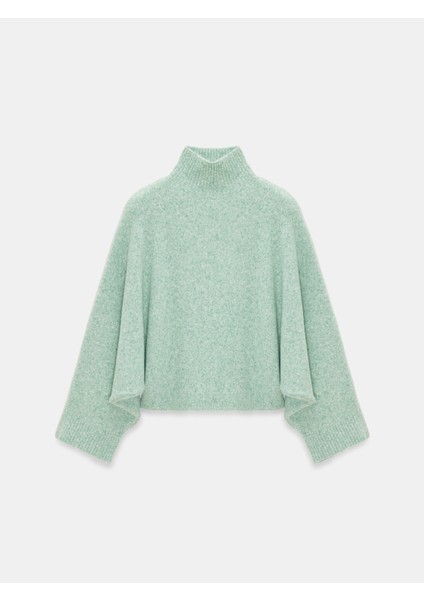 10817 Yün Karışımlı Yarasa Kol Triko Kazak-Mint