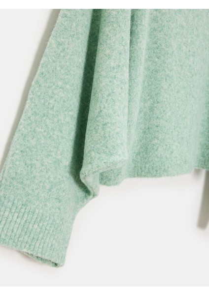 10817 Yün Karışımlı Yarasa Kol Triko Kazak-Mint modelleri