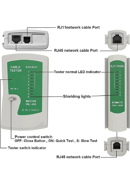 Ağ Kablosu Test Cihazı RJ45 Ethernet Kablo Test Cihazı Lan Test Aracı Cat5 Cat6 Cat7 8p 6p Lan Kablosu ve RJ11 Telefon Kablosu Için fırsatları