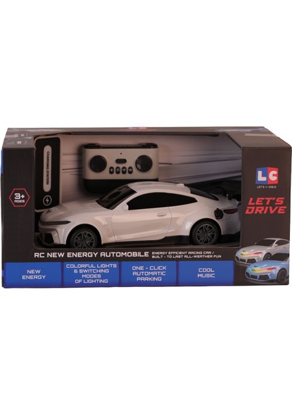 Renkli Şarj İstasyonlu Uzaktan Kumandalı Işıklı Araba Beyaz