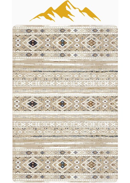 Etnik Desenli Dijital Baskı Kaymaz Taban Halı H1043 modelleri