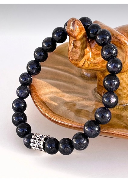 Mavi Yıldız Taşı Doğal Taş Bileklik 8 mm Yuvarlak Kesim