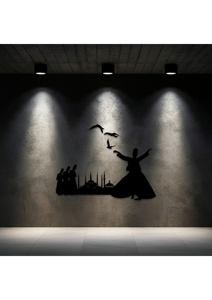 Şehir ve Mevlana Temalı Ahşap Duvar Tablosu modelleri