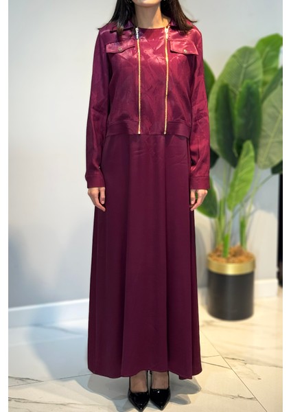 Kadın Jakar Kumaş Elbise 5305 Bordo fiyatları
