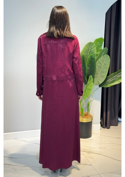 Kadın Jakar Kumaş Elbise 5305 Bordo indirimleri