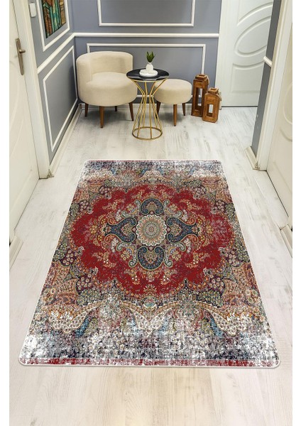 Klasik Desen Dijital Baskı Kaymaz Taban Halı H1042