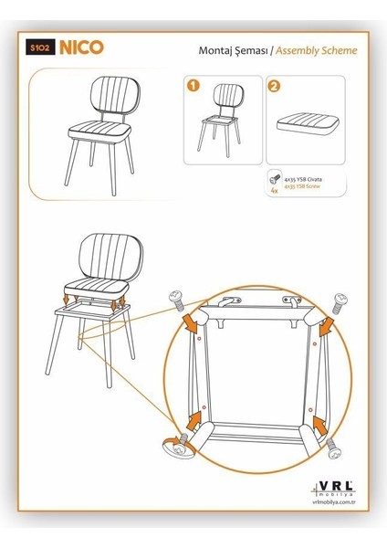 Nico Metal Mutfak Cafe Sandalyesi fiyatları