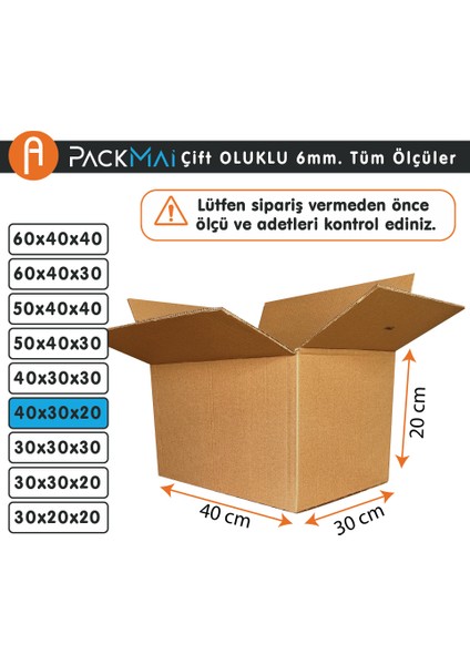 40X30X20CM 10ADET Çift Oluk 6mm Kalın Boş Karton Koli (Ev Taşıma-Çeyiz-Depolama-Nakliye) fiyatları