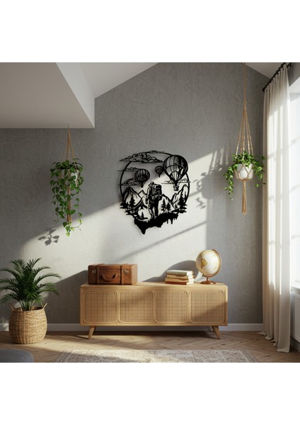 Balon ve Doğa Temalı Ahşap Duvar Tablosu fiyatları