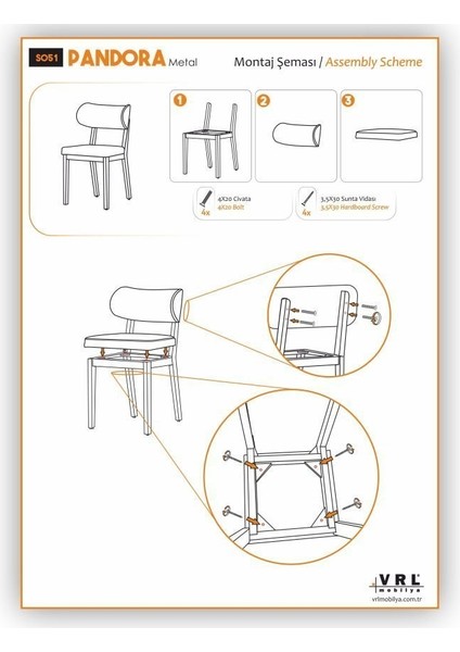 Pandora Metal Mutfak Cafe Sandalyesi fiyatları