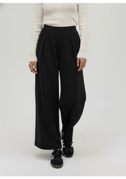 Pileli Bol Pantolon-Siyah fiyatları