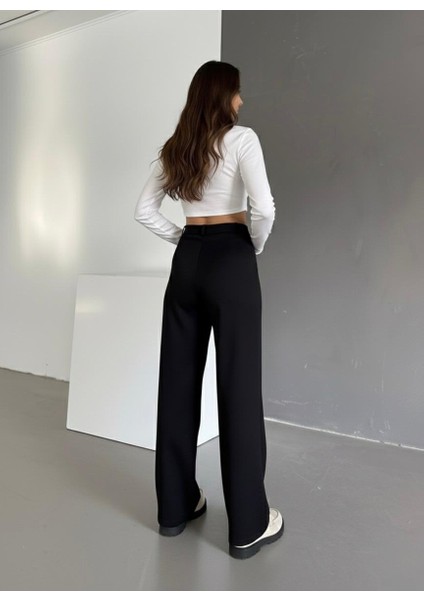 Kadın Palazzo Kalıp Pileli Yüksek Bel Ithal Kumaş Doubleface Yüksek Kaliteli Ürün Çekme Solma Yapmaz modelleri