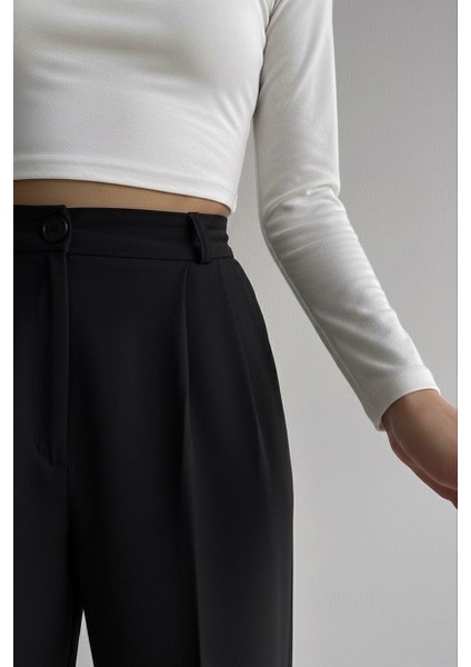 Kadın Palazzo Kalıp Pileli Yüksek Bel Ithal Kumaş Doubleface Yüksek Kaliteli Ürün Çekme Solma Yapmaz fırsatları