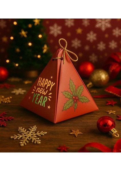 Ev Temalı Yılbaşı Hediye Kutusu –özel Çantalı Set-Premium Türk Kahvesi+Aynalı Fincan+Lokum