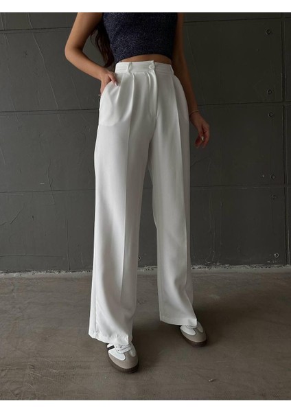 Kadın Palazzo Kalıp Pileli Yüksek Bel Ithal Kumaş Doubleface Yüksek Kaliteli Ürün Çekme Solma Yapmaz fiyatları