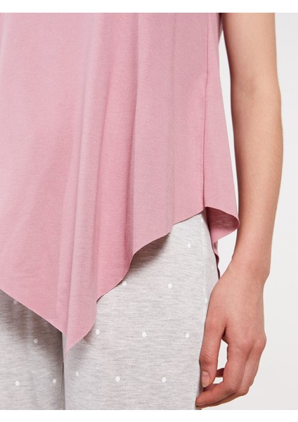 Yeni Sezon Kadın Bisiklet Yaka Düz Kolsuz Pijama Üst indirimleri