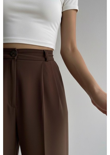 Kadın Palazzo Kalıp Pileli Yüksek Bel Ithal Kumaş Doubleface Yüksek Kaliteli Ürün Çekme Solma Yapmaz modelleri