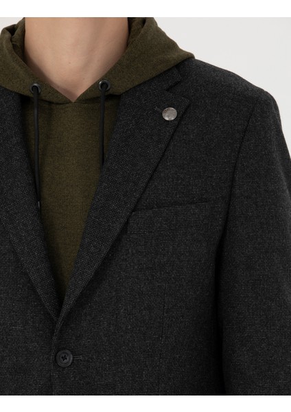 Erkek Antrasit Slim Fit Yün Karışımlı Ceket 50276921-VR006