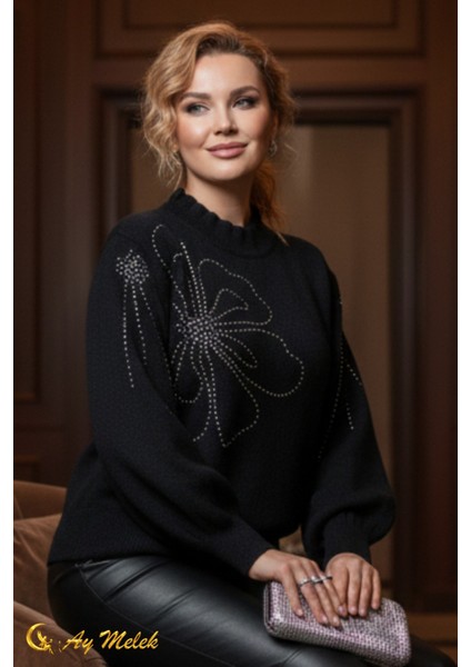 Kadın Triko Kazak Dik Yaka Angora Yumuşak Dokulu Kazak fırsatları