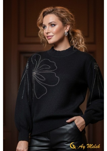 Kadın Triko Kazak Dik Yaka Angora Yumuşak Dokulu Kazak indirimleri