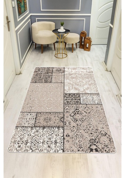 Etnik Desenli Dijital Baskı Kaymaz Taban Halı H1122