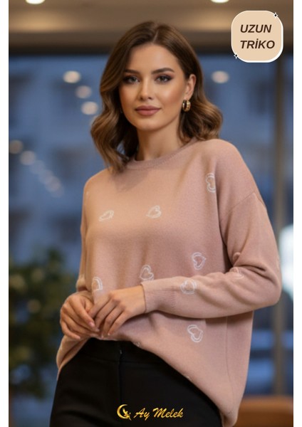 Kadın Triko Kazak Yumuşak Dokulu Bisiklet Yaka Kazak