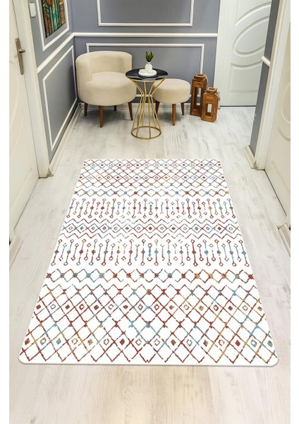 Etnik Desenli Dijital Baskı Kaymaz Taban Halı H1041