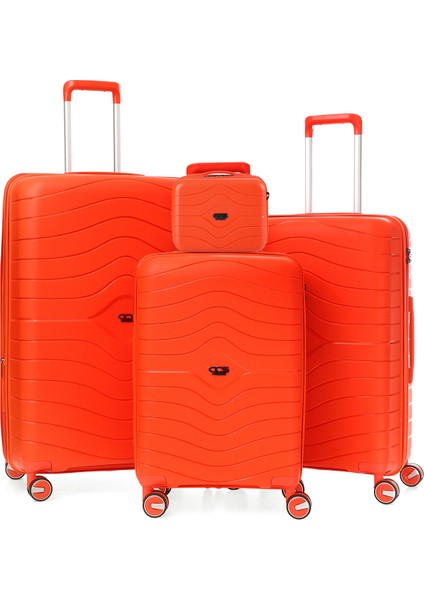 Ultra Hafif Polipropilen Körüklü Ekstra Hacim 4 Lü Valiz Seti + Makyaj Çantası