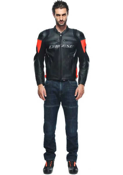 Racing 4 Black Fluo Red Deri Motosiklet Mont 58