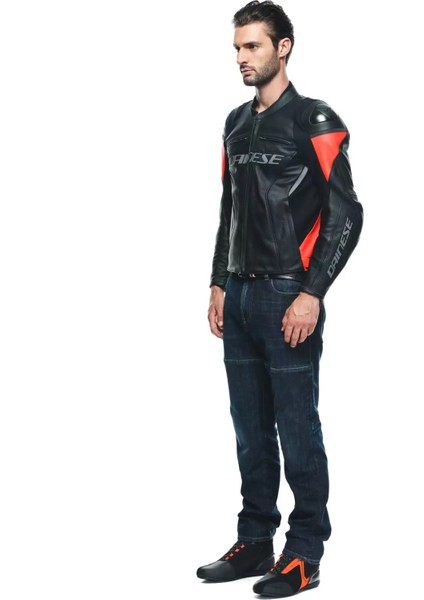 Racing 4 Black Fluo Red Deri Motosiklet Mont 58