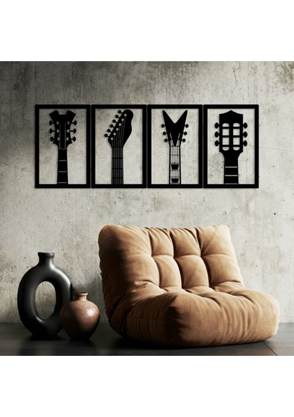 Gitarlar Temalı Ahşap Duvar Tabloları modelleri