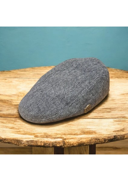 Kışlık Kaşe Şapka Yün Düz Renk Spor London Kasket -Gri Çizgili fırsatları