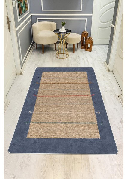 Etnik Desenli Dijital Baskı Kaymaz Taban Halı H1028