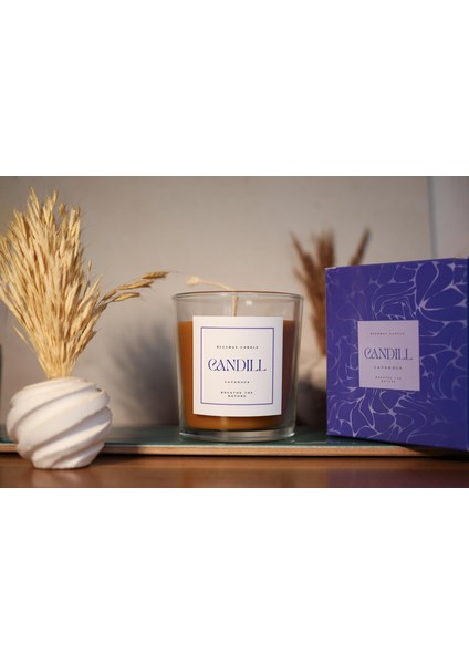 Candıll %100 Doğal Balmumu Mum – Parafin Içermez, Hava Temizleyici Negatif Iyon Etkili, Hipoalerjenik & Temiz Yanan Premium Cam Mum (Lavanta / Paçuli / Portakal Çiçeği)