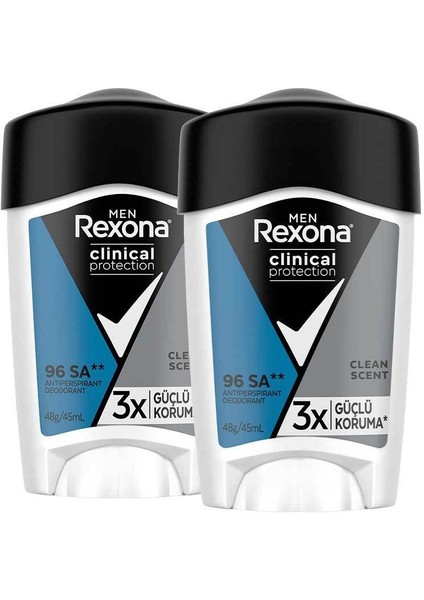 Men Clinical Protection Erkek Stick Deodorant Clean Scent 3x Güçlü Koruma 45 ml X2 fiyatları